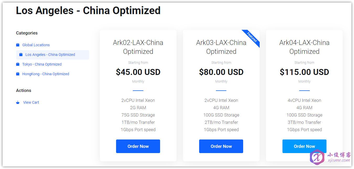 Arkecx - LA中国优化网络VPS配置价格